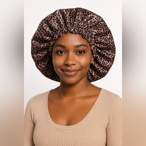 Leopard Print Satin Hair Bonnet